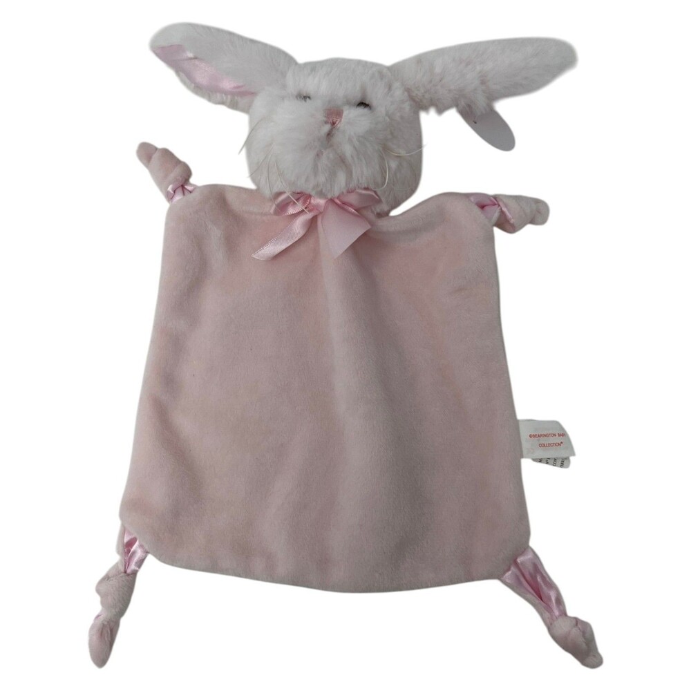 Bearington Baby Lovey Security Blanket Bunny Rabbit Pink 6" Plush Coquet